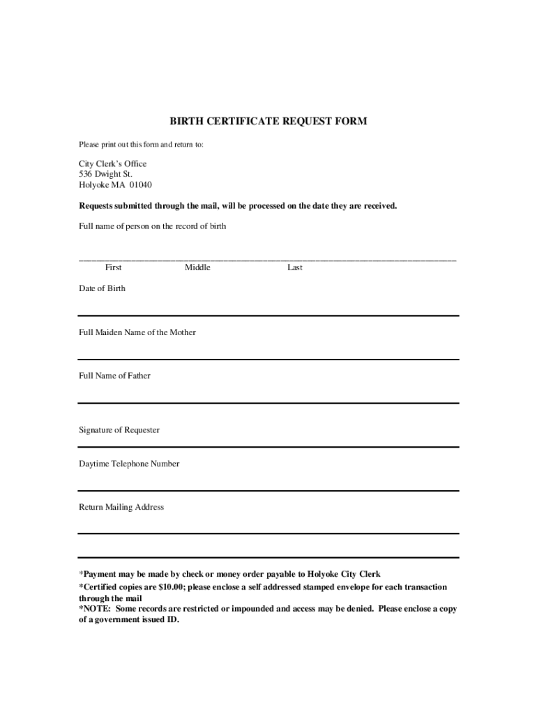  BIRTH CERTIFICATE REQUEST FORM Please Print Out Th 2013-2024