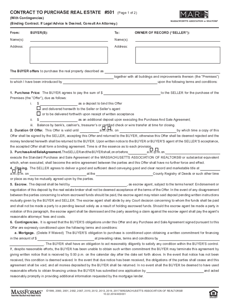 Contract to Purchase Real Estate 501  Form