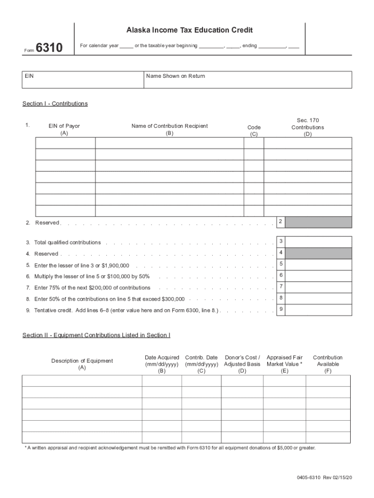  Alaska Income Tax Education Credit 2020-2024