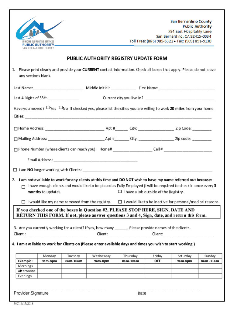  Please Print Clearly and Provide Your CURRENT Contact Information 2018-2024