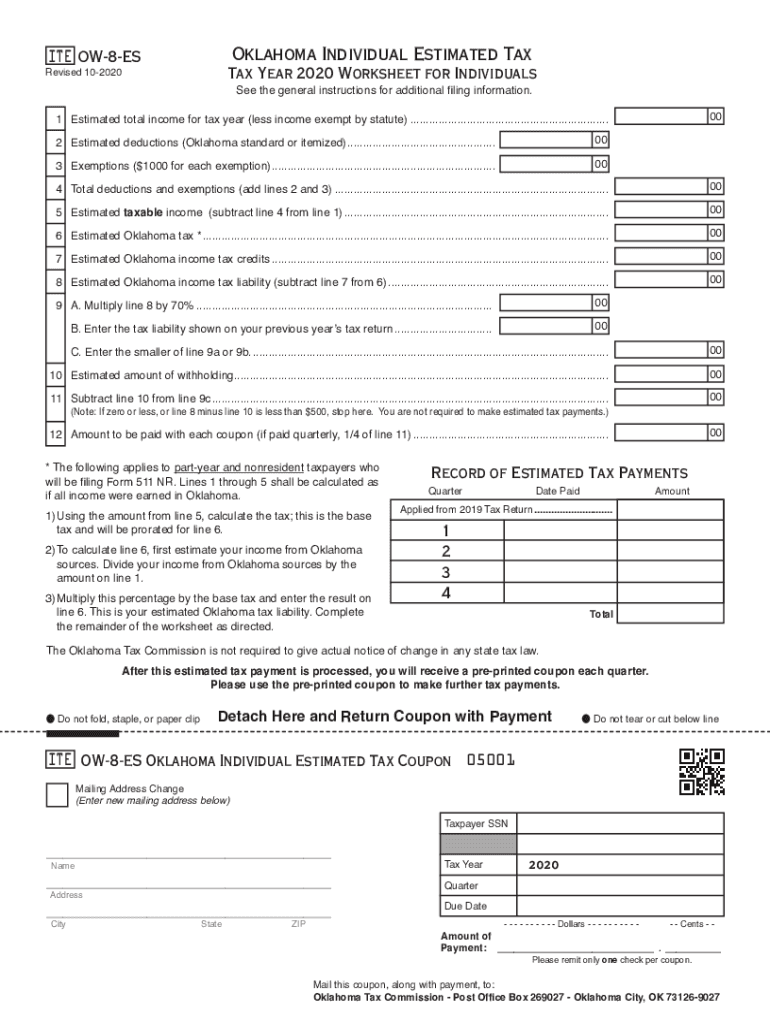  PDF Oklahoma Individual Estimated Tax Oklahoma, Www OK Gov 2020