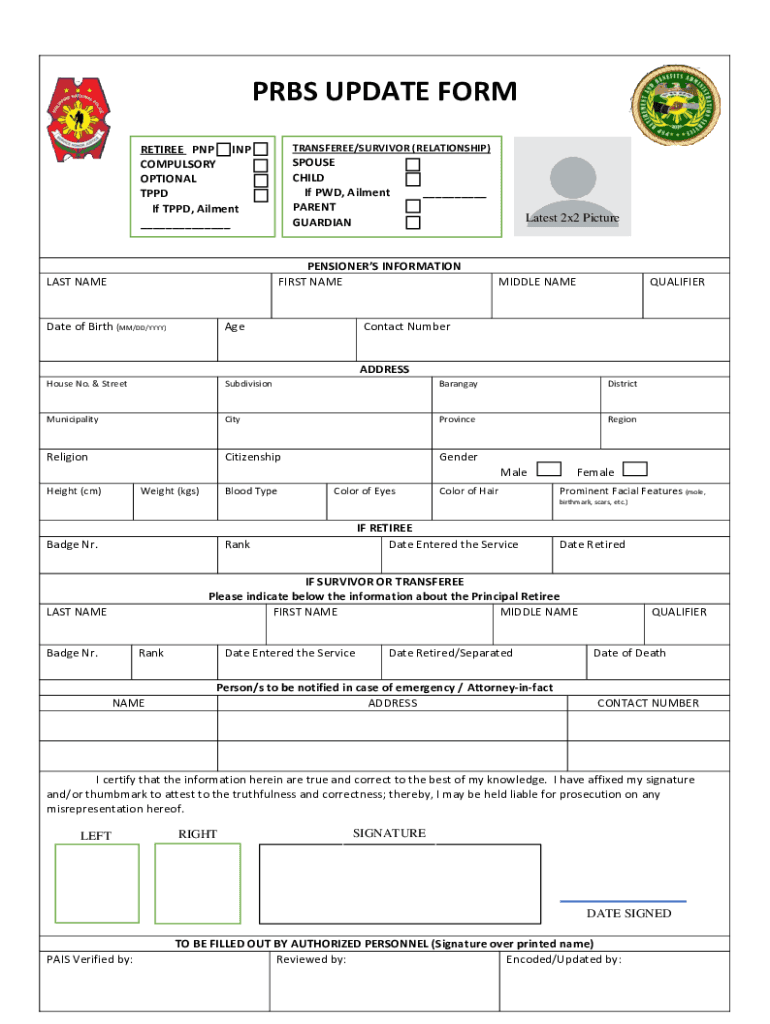 Prbs Update Form Compulsory