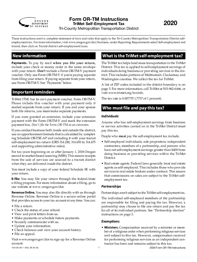  or Form or TM Instructions Fill Out Tax Template 2020