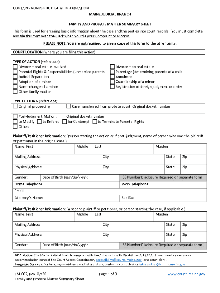MAINE JUDICIAL BRANCH Page 1 of 3 Www Courts Maine Gov FM  Form