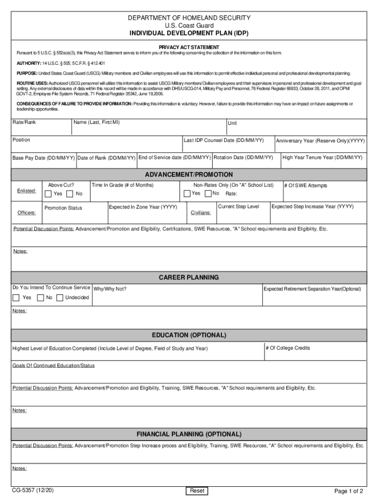 CG5357 PDF Individual Development Plan  Form