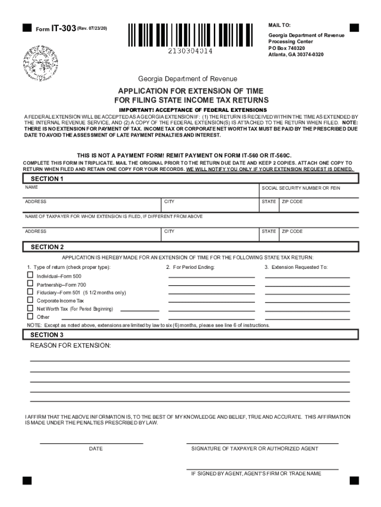  Georgia it 303 Tax Form 2020-2024