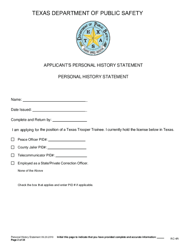 4a Texas Department  Form