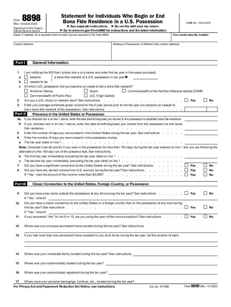  Form 8898 Rev October Internal Revenue Service 2020