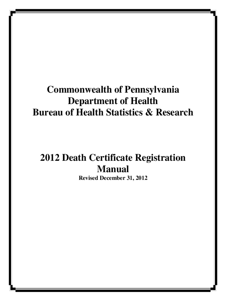  Death Certificate Manual Form 2012-2024