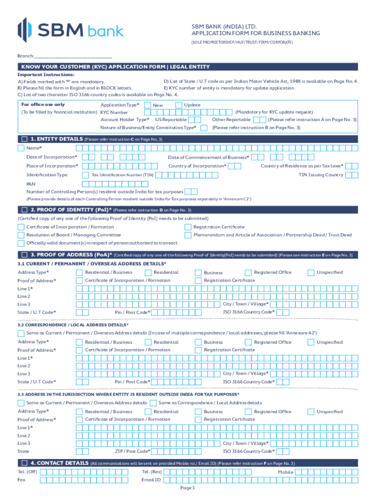 Sbm Bank India App  Form