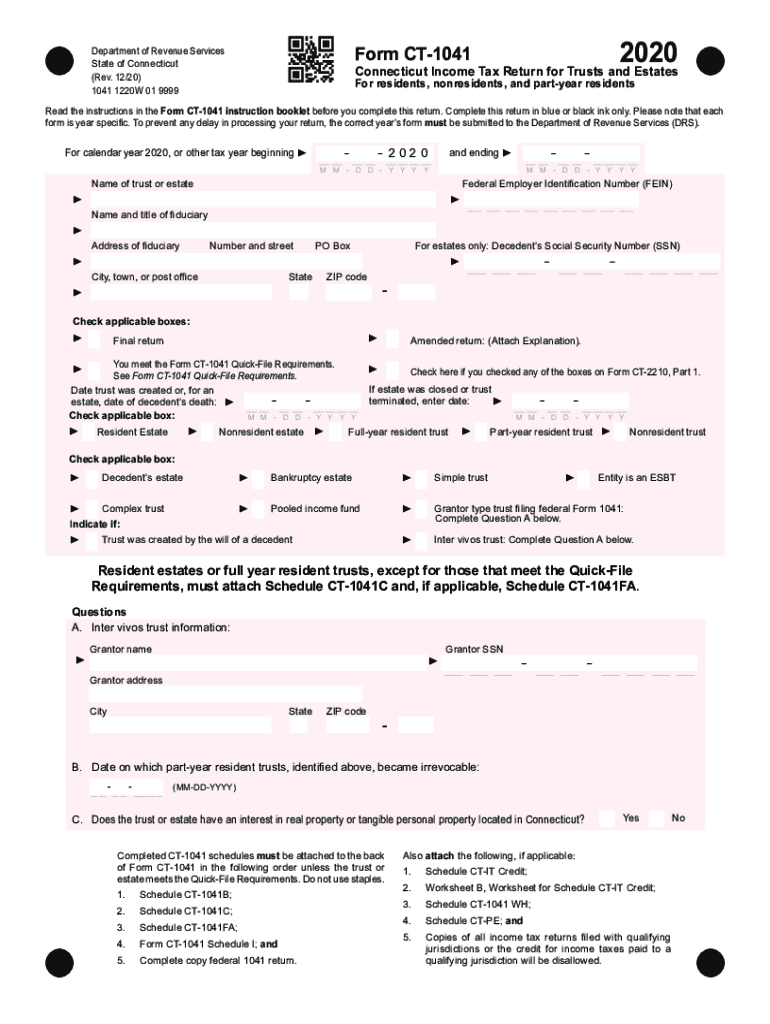  STATE of CONNECTICUT DEPARTMENT of REVENUE SERVICES Rev 2020