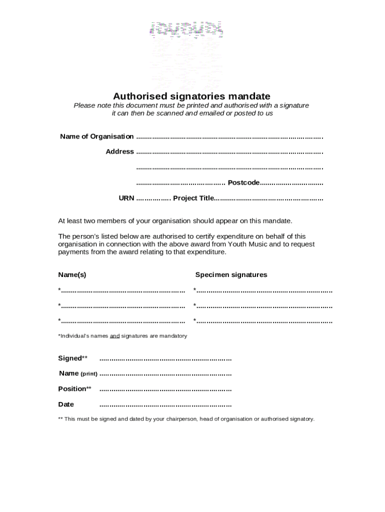 Signing Mandate Template  Form