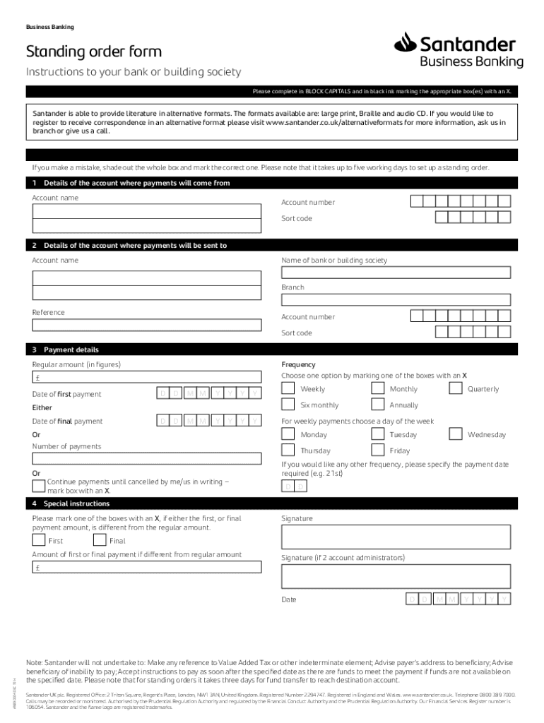  Standing Order Form December 2019-2024