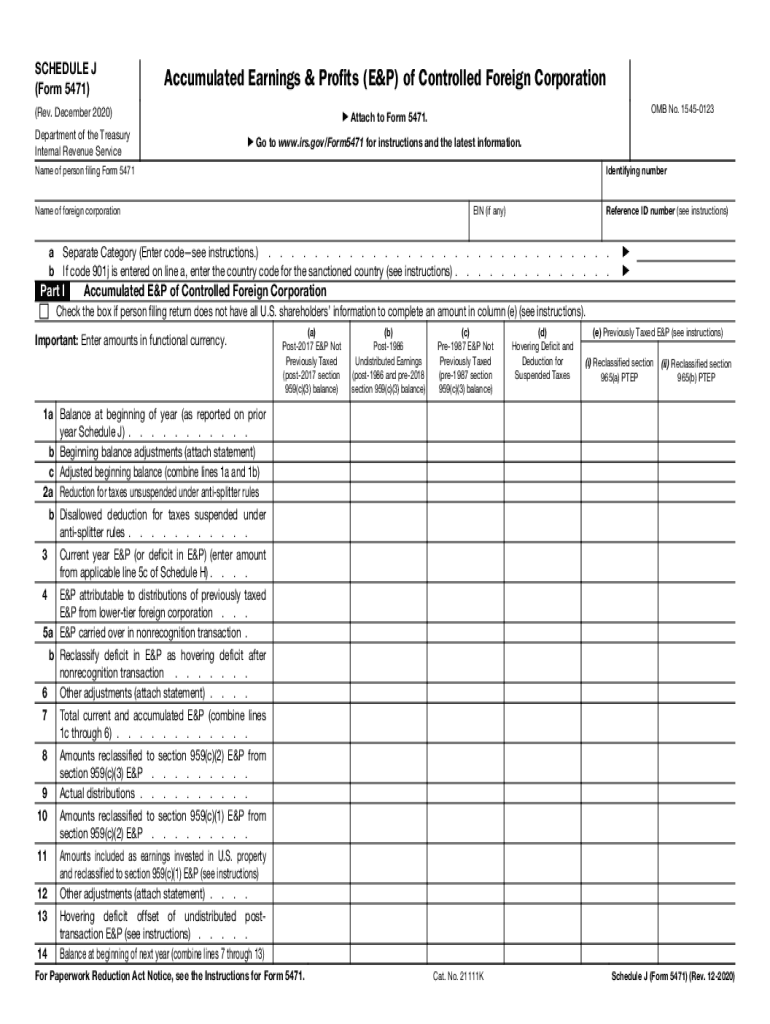 Form 5471 Internal Revenue Service 2020-2023