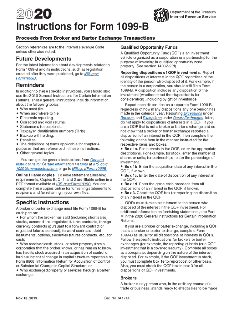  2021 Instructions for Form 1099 B Internal Revenue Service 2020