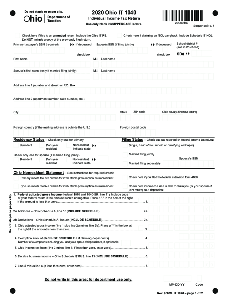 Ohio State Tax S 2020 2024 Form Fill Out And Sign Printable Pdf