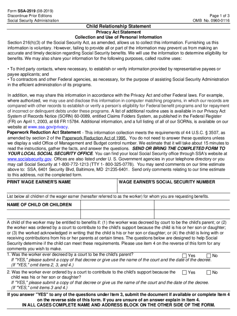 Ssa 2519  Form