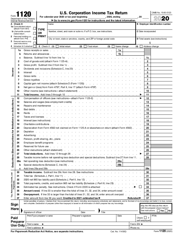  Instructions for Schedule M 3 Form 1120 Treasury 2020