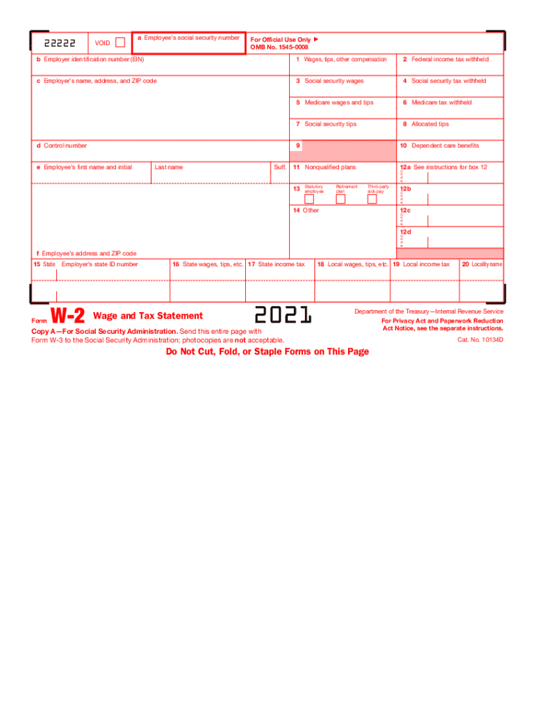 Form W 2 Wage and Tax Statement