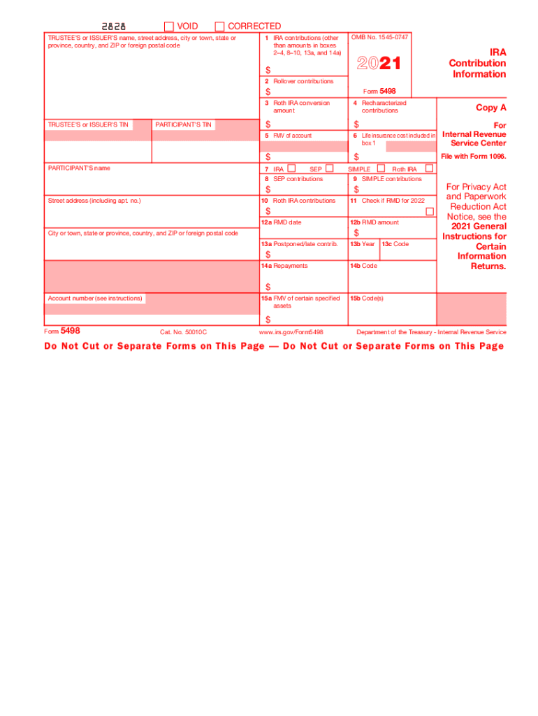  Form 5498 IRA Contribution Information 2021-2024