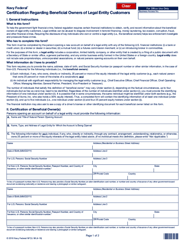 Navy Federal Beneficial Owner Form