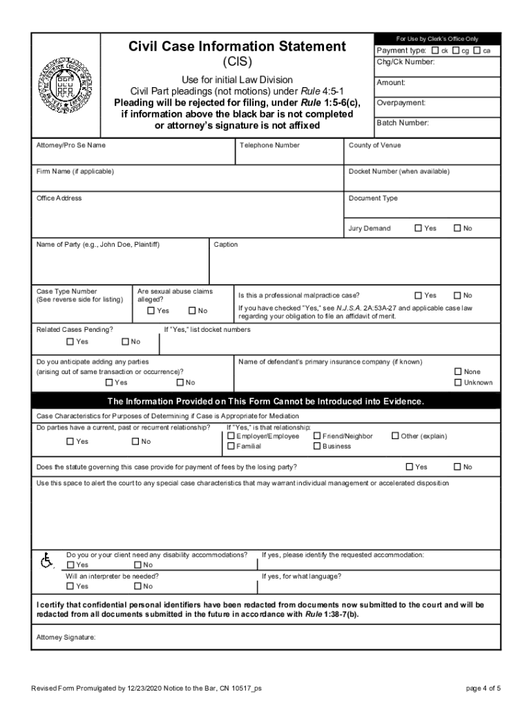 Complaint New Jersey  Form