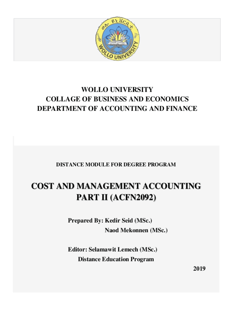 Wollo University College of Business and Economics  Form