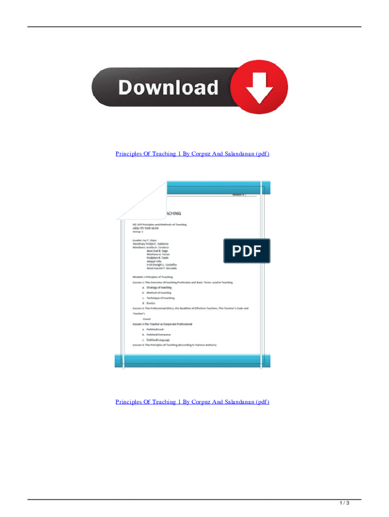 Principles of Teaching 1 by Corpuz and Salandanan PDF Download  Form
