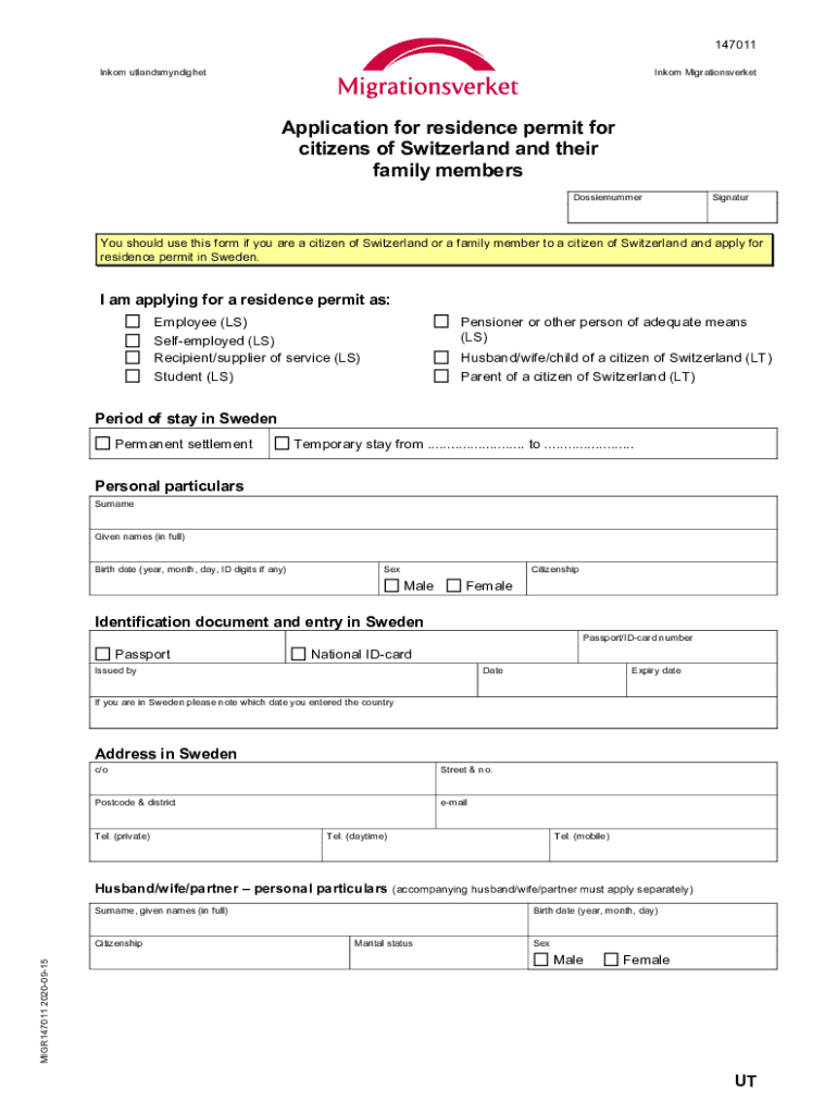  Application for Residence Permit for Citizens of Switzerland and Their Family Members 2020-2024