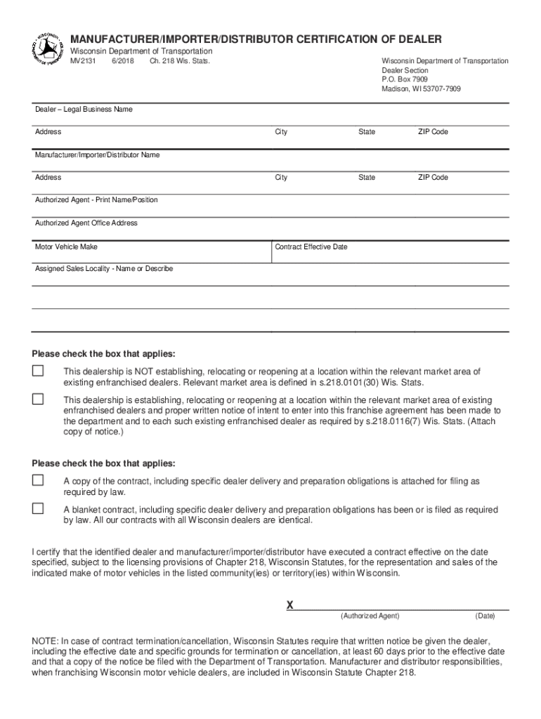 Get and Sign MV2131 Wisconsin DOT 2018-2022 Form
