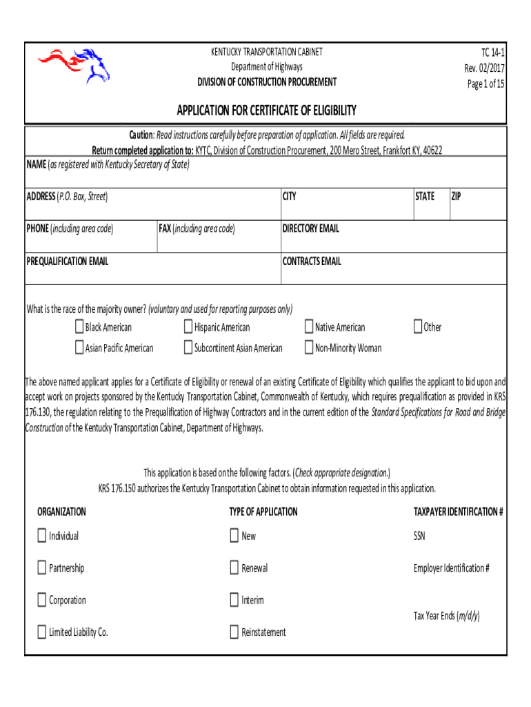  Application for Certificate of Eligiblilty 2017-2024