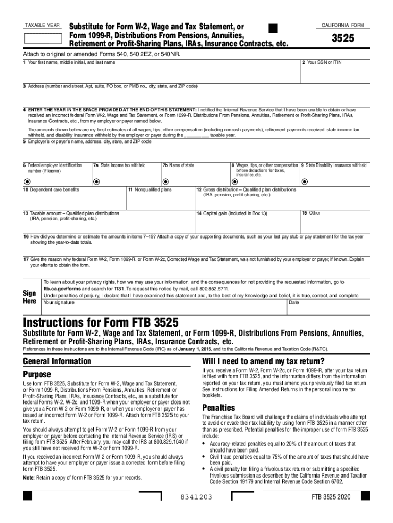  Fill Fillable Substitute for Form W 2, Wage and Tax 2020