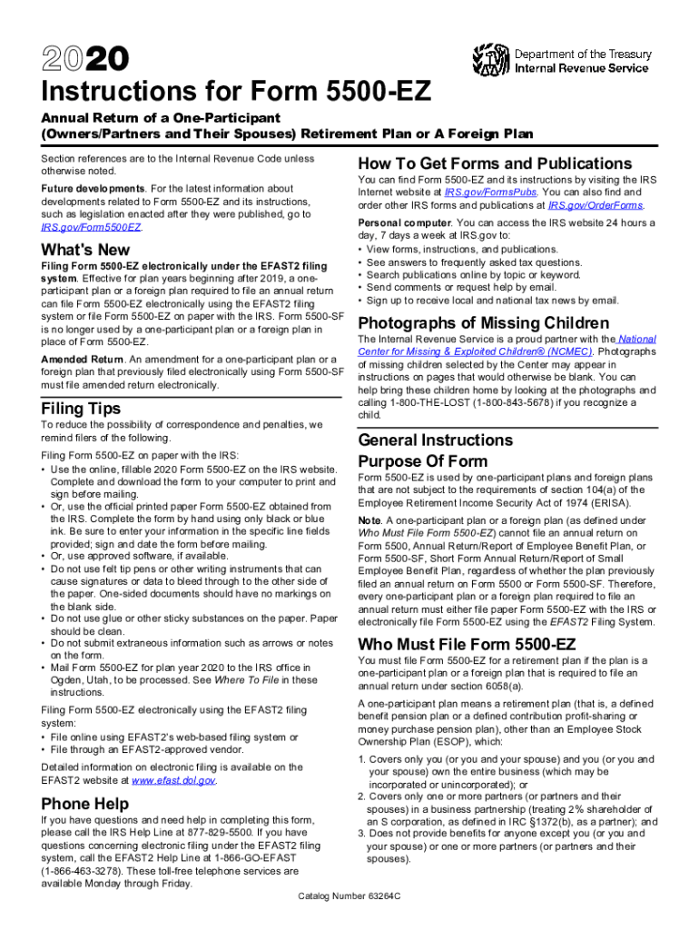  Instructions for Form 5500 EZ Instructions for Form 5500 EZ, Annual Return of a One Participant 2019