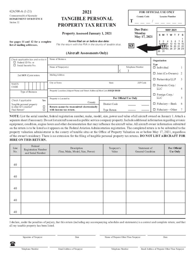 Ky Tangible Property Tax Return  Form