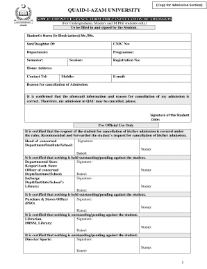 Qau Clearance Portal  Form