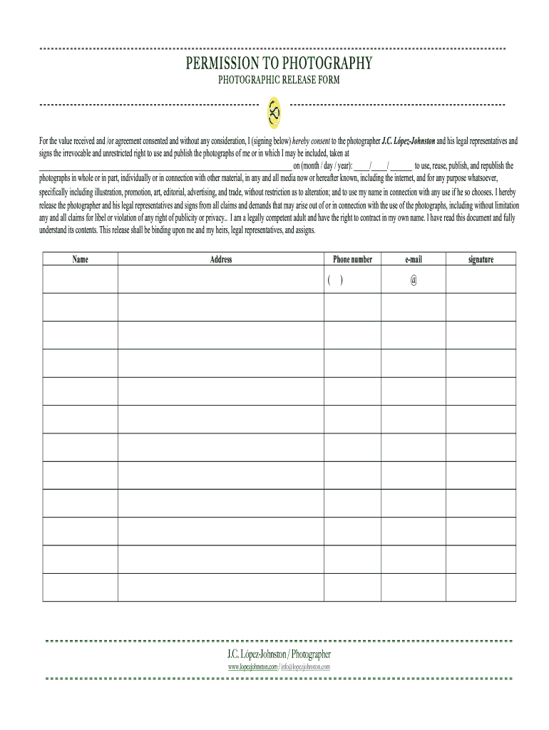 Photo Release Form for Multiple People
