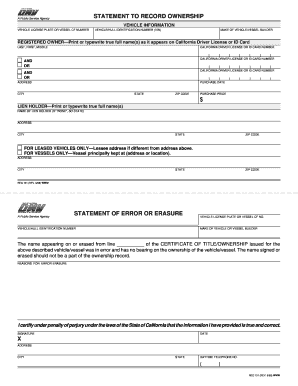 How to Fill Out Statement to Record Ownership  Form