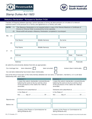 Statutory Declaration Pursuant to Section 71CA RevenueSA Revenuesa Clients Squiz  Form