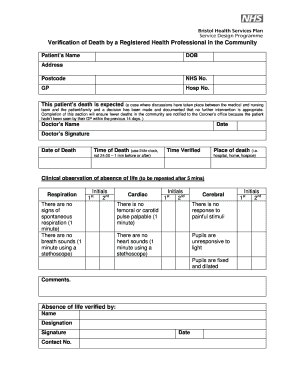 Verification of Death Form PDF