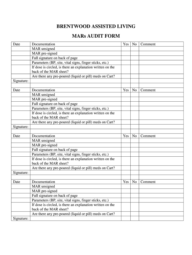 Medication Administration Audit Forms