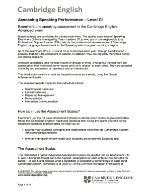 Assessing Speaking Performance Level C1