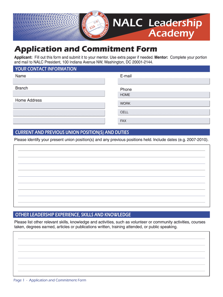 Nalc Application  Form