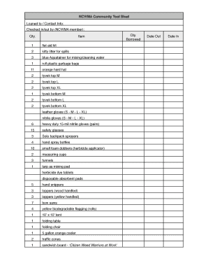 Inventory Check Out  Form