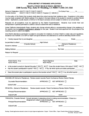 Intra District Transfer Form Enterprise High School