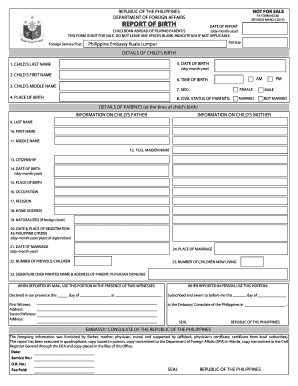 Report of Birth Form