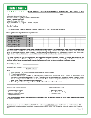Indiabulls Contact Details Updation Form