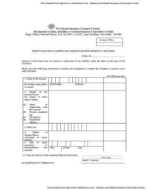 Oriental Health Insurance Claim Form PDF