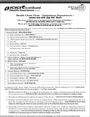 Icici Lombard Health Insurance Filled Claim Form Example