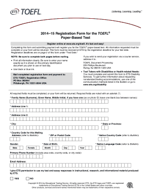 Toefl Admission Ticket  Form