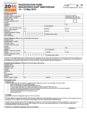 Application Form ISSA INTERCLEAN Amsterdam